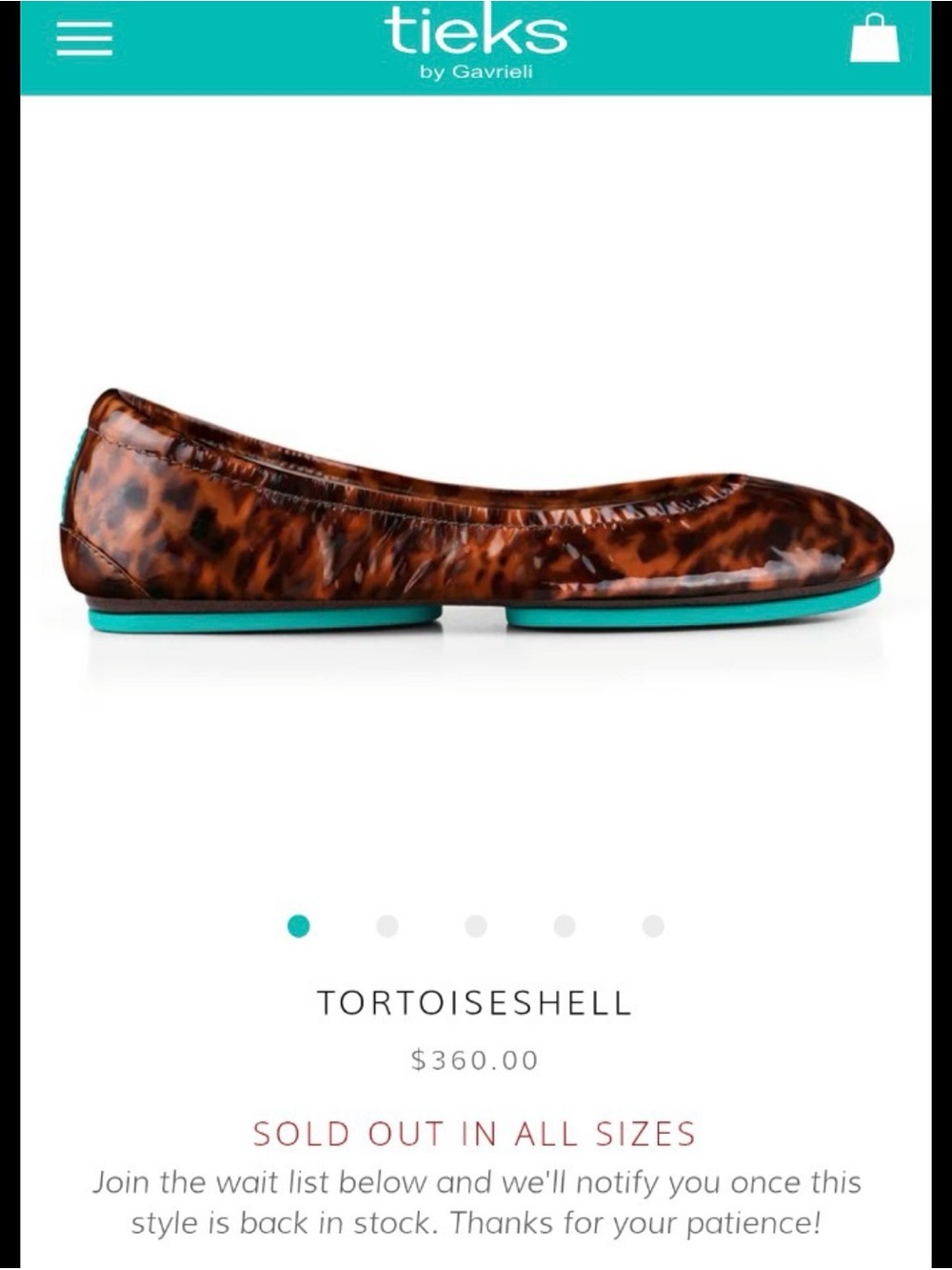 Tieks Tortoiseshell Ballet Flat with Teal Sole
